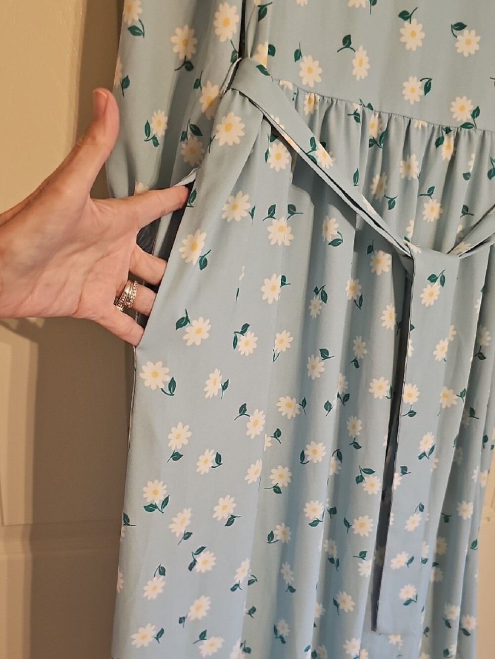 Kate Spade ight Blue Daisy Print Midi Dress - Picture 6 of 10